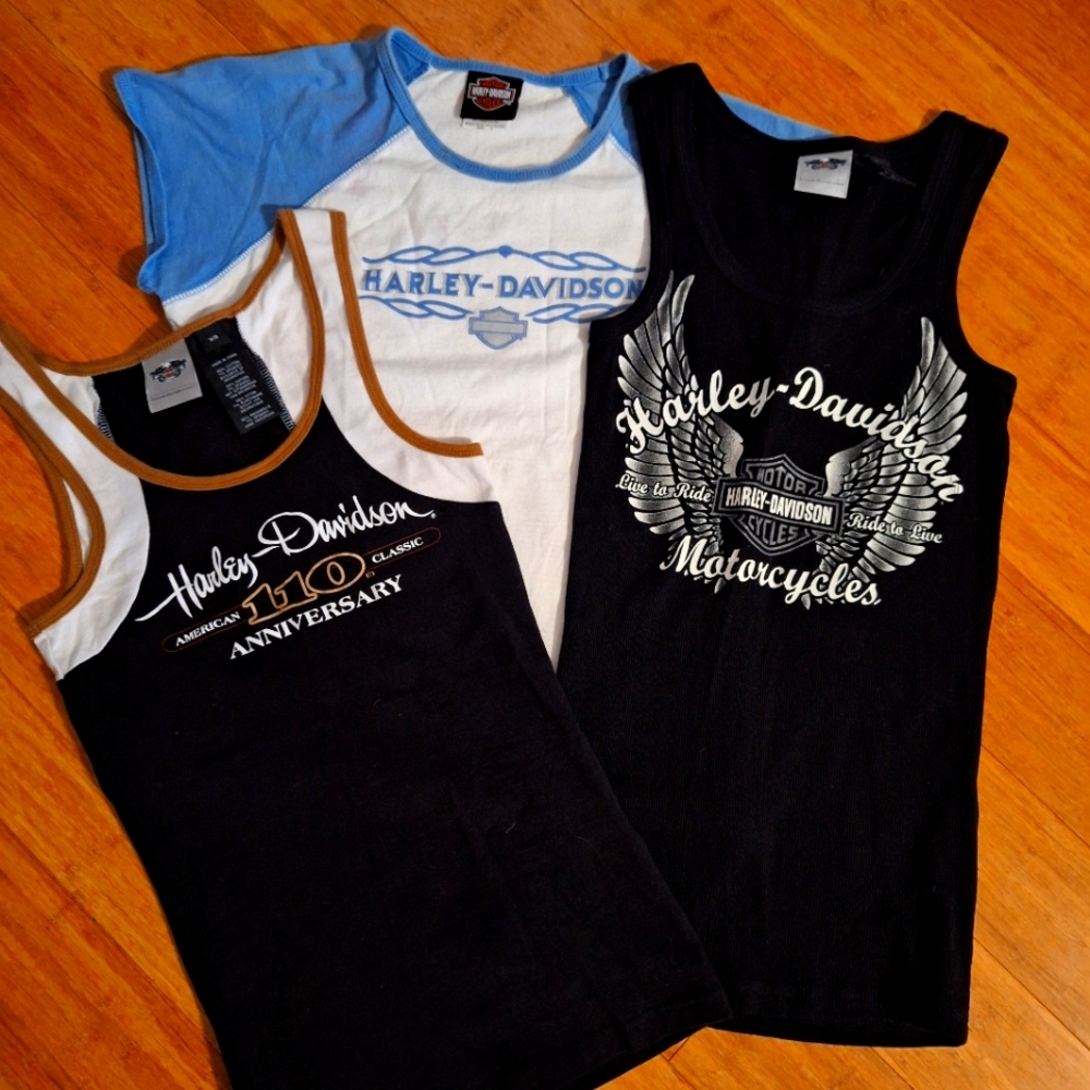 Harley-Davidson Womens Tank Tops - Black, White, Blue